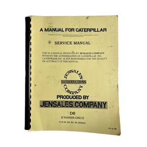 Caterpillar D6 D-6 Diesel Operator Chassis Manual